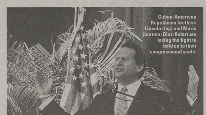 Lincoln Díaz-Balart, a former Miami congressman and prominent Cuban-American Republican politician gives a speech at a podium