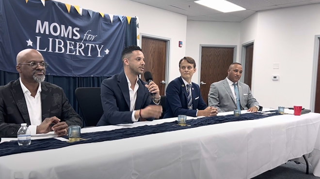 School board candidates at a forum hosted by far-right Moms for Liberty group